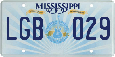 MS license plate LGB029