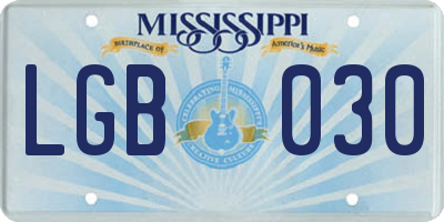 MS license plate LGB030