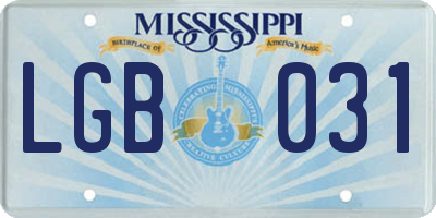 MS license plate LGB031