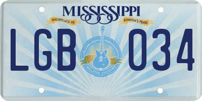 MS license plate LGB034