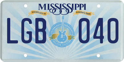 MS license plate LGB040