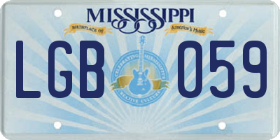 MS license plate LGB059