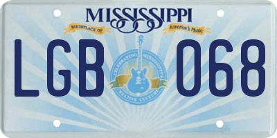 MS license plate LGB068
