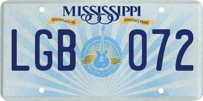 MS license plate LGB072