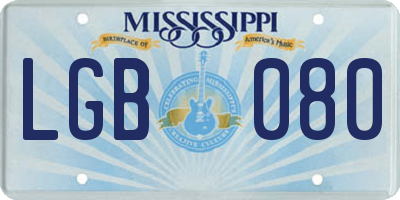 MS license plate LGB080