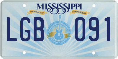 MS license plate LGB091