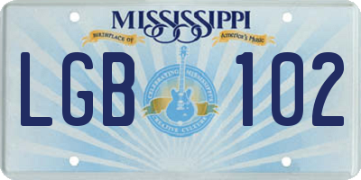 MS license plate LGB102