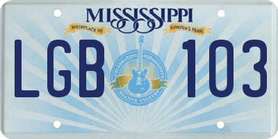 MS license plate LGB103