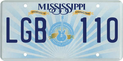 MS license plate LGB110