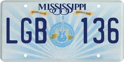 MS license plate LGB136