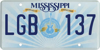 MS license plate LGB137