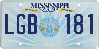 MS license plate LGB181