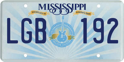 MS license plate LGB192