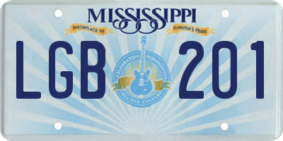MS license plate LGB201