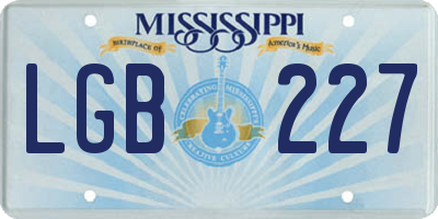 MS license plate LGB227