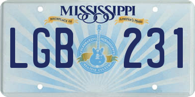 MS license plate LGB231