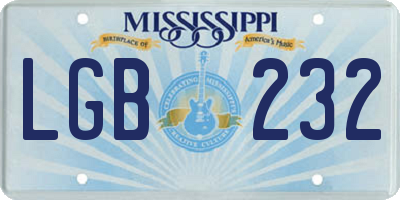 MS license plate LGB232