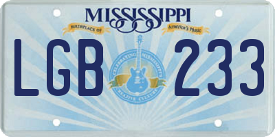 MS license plate LGB233