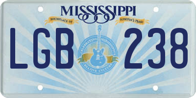 MS license plate LGB238