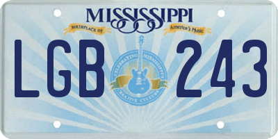MS license plate LGB243
