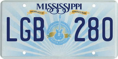 MS license plate LGB280