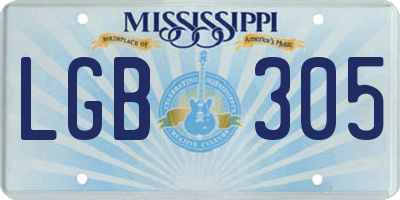MS license plate LGB305