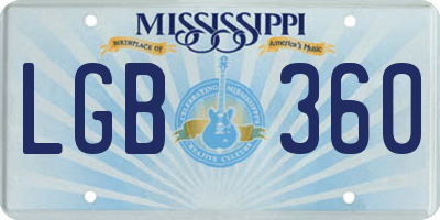 MS license plate LGB360