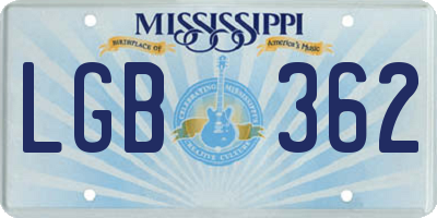 MS license plate LGB362