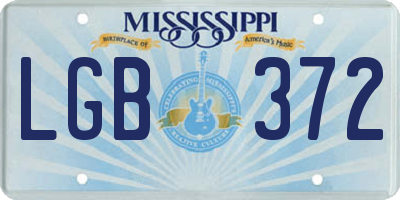 MS license plate LGB372