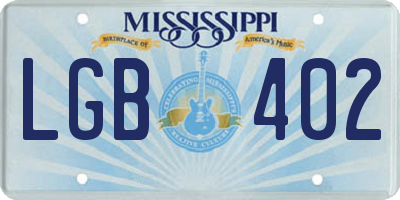 MS license plate LGB402