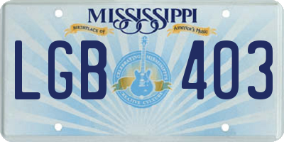 MS license plate LGB403