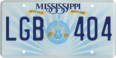MS license plate LGB404