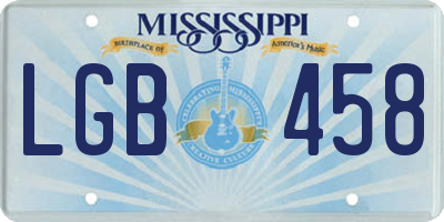 MS license plate LGB458