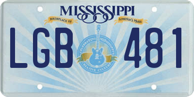 MS license plate LGB481