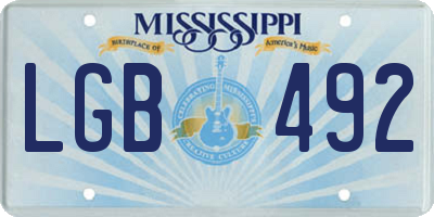 MS license plate LGB492