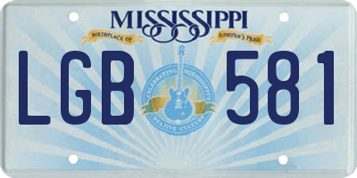 MS license plate LGB581