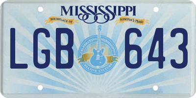 MS license plate LGB643