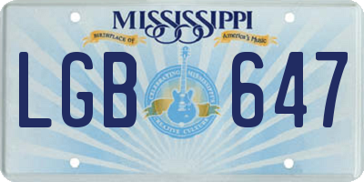 MS license plate LGB647