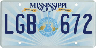 MS license plate LGB672