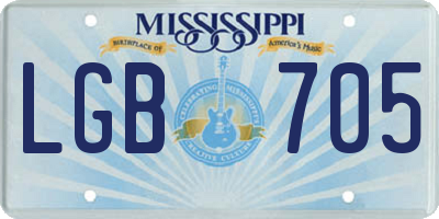 MS license plate LGB705
