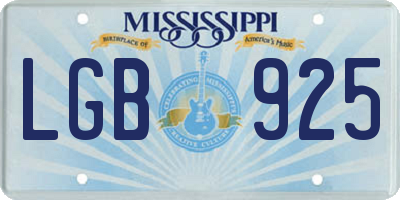 MS license plate LGB925