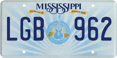 MS license plate LGB962