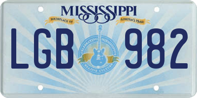 MS license plate LGB982