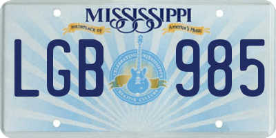 MS license plate LGB985