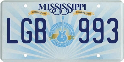 MS license plate LGB993
