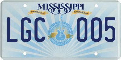 MS license plate LGC005