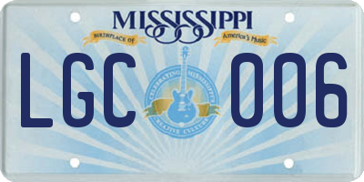 MS license plate LGC006