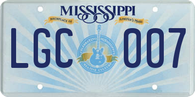 MS license plate LGC007