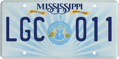 MS license plate LGC011