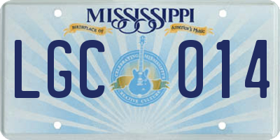 MS license plate LGC014